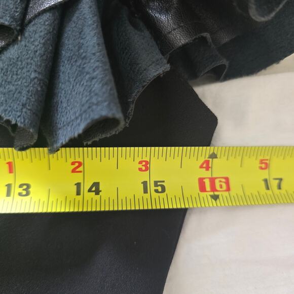 Alice + Olivia Black Eunice Vegan Leather Ruffle-sleeve Mini Dress Size 2 LBD - Picture 7 of 8